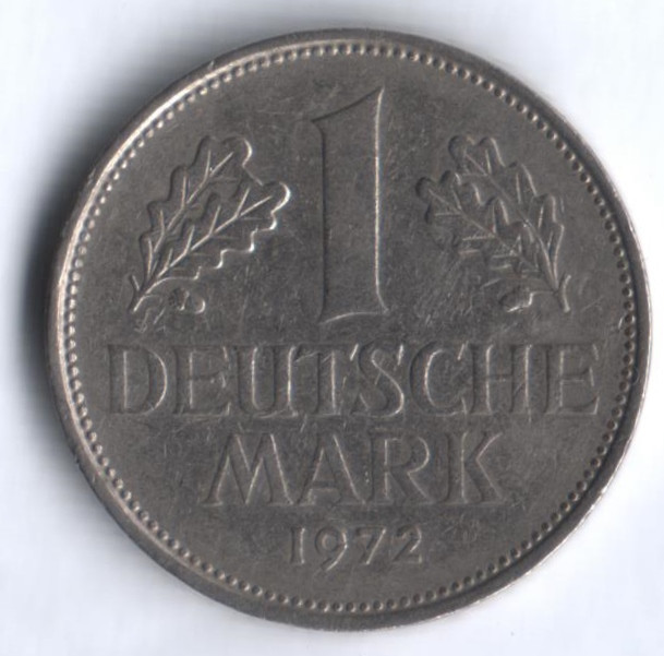 1 марка. 1972 год (D), ФРГ.