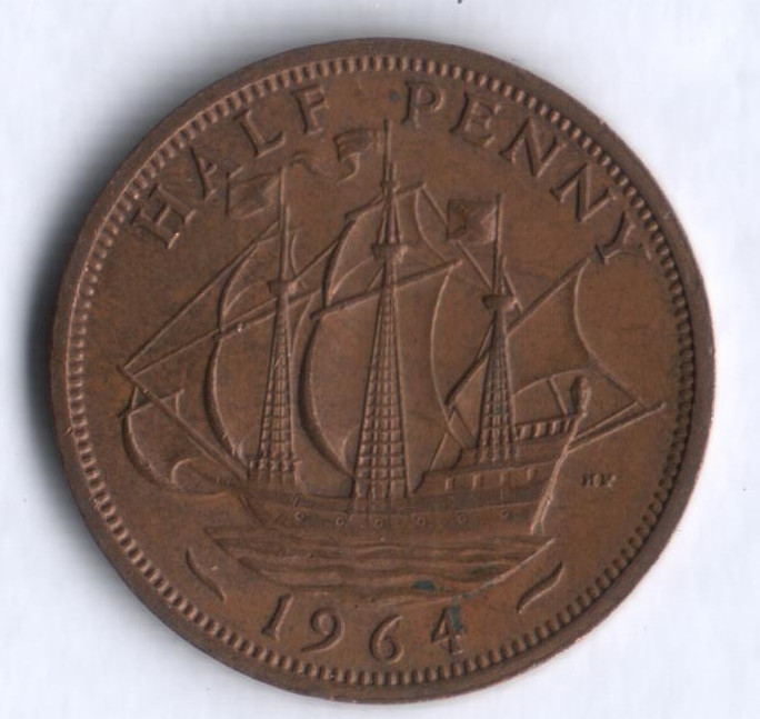 Монета 1/2 пенни. 1964 год, Великобритания.