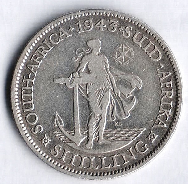 Монета 1 шиллинг. 1943 год, Южная Африка.