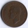 Монета 1 пенни. 1950 год, Новая Зеландия.