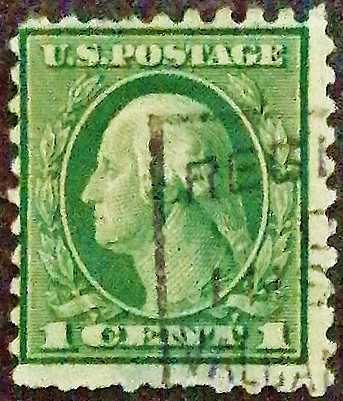 Почтовая марка (1 c.). "Джордж Вашингтон". 1917 год, США.