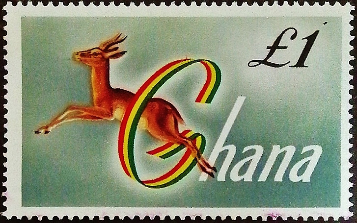 Марка почтовая (1 f.). "Краснолобая газель". 1961 год, Гана.