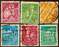 Набор марок (6 шт.). "Профессии". 1921-1923 годы, Германский Рейх.