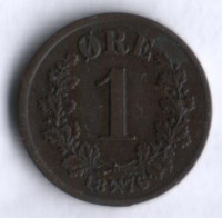 Монета 1 эре. 1876 год, Норвегия.
