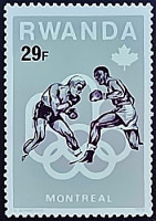 Марка почтовая (29 f.). "Бокс". 1976 год, Руанда.