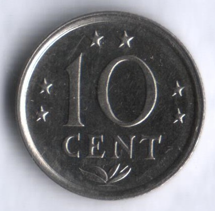 Монета 10 центов. 1983 год, Нидерландские Антильские острова.