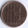 Монета 5 центов. 1997 год, Нидерланды.