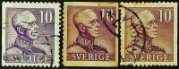 Набор почтовых марок (3 шт.). "Король Густав V". 1939 год, Швеция.