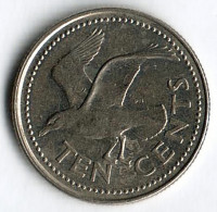 Монета 10 центов. 1990 год, Барбадос.