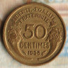 Монета 50 сантимов. 1938 год, Франция.
