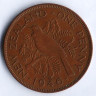 Монета 1 пенни. 1946 год, Новая Зеландия.