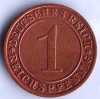 Монета 1 рейхспфенниг. 1931 год (F), Веймарская республика.