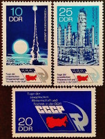 Набор марок (3 шт.). "Дни советской науки и техники в ГДР". 1973 год, ГДР.