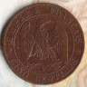 Монета 5 сантимов. 1854(K) год, Франция.