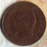 Монета 5 сантимов. 1854(K) год, Франция.