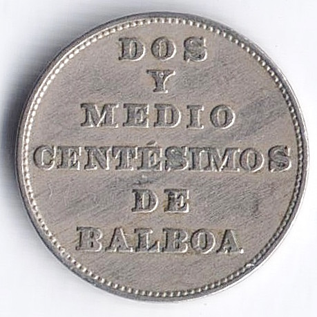 Монета 2-1/2 сентесимо. 1940 год, Панама.