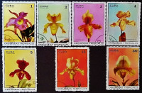 Набор почтовых марок (7 шт.). "Тропические орхидеи". 1972 год, Куба.