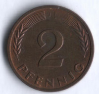 2 пфеннига. 1958 год (J), ФРГ.