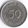 Монета 50 пфеннигов. 1989(F) год, ФРГ.