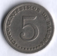 Монета 5 сентесимо. 1970 год, Панама.