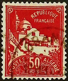 Почтовая марка (50 c.). "Мечеть Печери". 1930 год, Алжир.