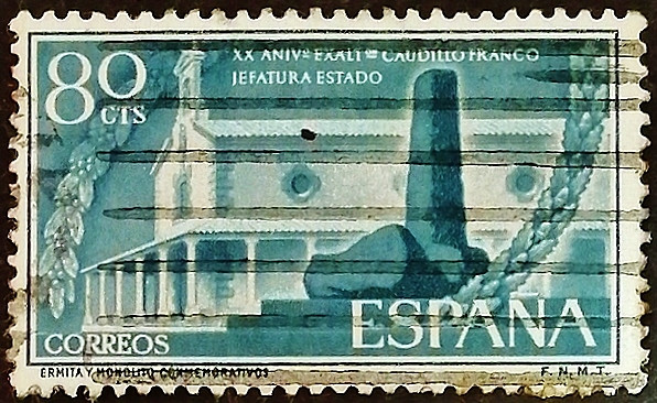 Почтовая марка. "20 лет правления генерала Франко". 1956 год, Испания.
