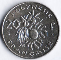 Монета 20 франков. 2000 год, Французская Полинезия.