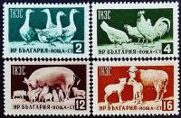 Набор марок (4 шт.). "Птицеводство и животноводство". 1955 год, Болгария.