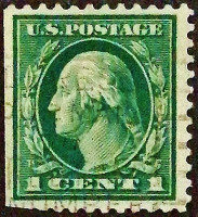 Почтовая марка (1 c.). "Джордж Вашингтон". 1912 год, США.