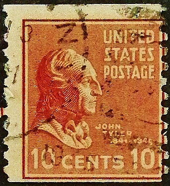 Почтовая марка (10 c.). "Президентский выпуск". 1938 год, США. Почтовая марка (10 c.). "Президентский выпуск". 1938 год, США.