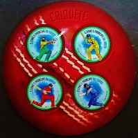 Блок марок (4 шт.) с мини-блоком. "Крикет". 2013 год, Сан-Томе и Принсипи.