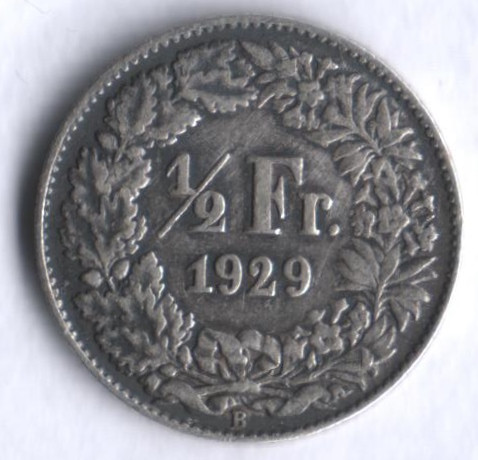 1/2 франка. 1929 год, Швейцария.