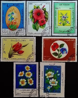 Набор почтовых марок (7 шт.). "Цветы". 1988 год, Афганистан.