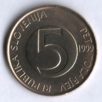 5 толаров. 1999 год, Словения.