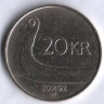Монета 20 крон. 2002 год, Норвегия.