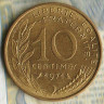 Монета 10 сантимов. 1971 год, Франция. Монета 10 сантимов. 1971 год, Франция.