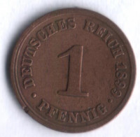 Монета 1 пфенниг. 1899 год (D), Германская империя.