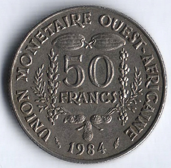 Монета 50 франков. 1984 год, Западно-Африканские Штаты.