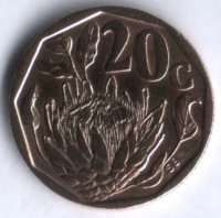 20 центов. 1993 год, ЮАР.