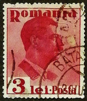 Почтовая марка (3 l.). "Король Кароль II". 1935 год, Румыния.