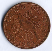 Монета 1 пенни. 1962 год, Новая Зеландия.