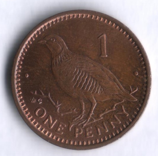 Монета 1 пенни. 1988(AC) год, Гибралтар.