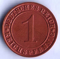 Монета 1 рейхспфенниг. 1934 год (F), Веймарская республика.