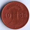 Монета 1 рейхспфенниг. 1934 год (F), Веймарская республика.