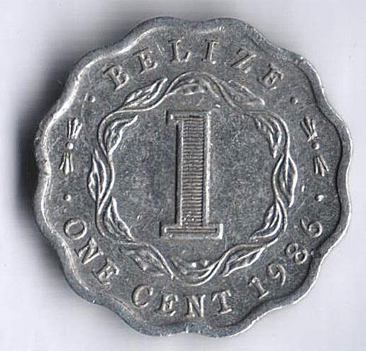 Монета 1 цент. 1986 год, Белиз.