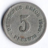 Монета 5 пфеннигов. 1900 год (J), Германская империя.