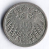 Монета 5 пфеннигов. 1900 год (J), Германская империя.