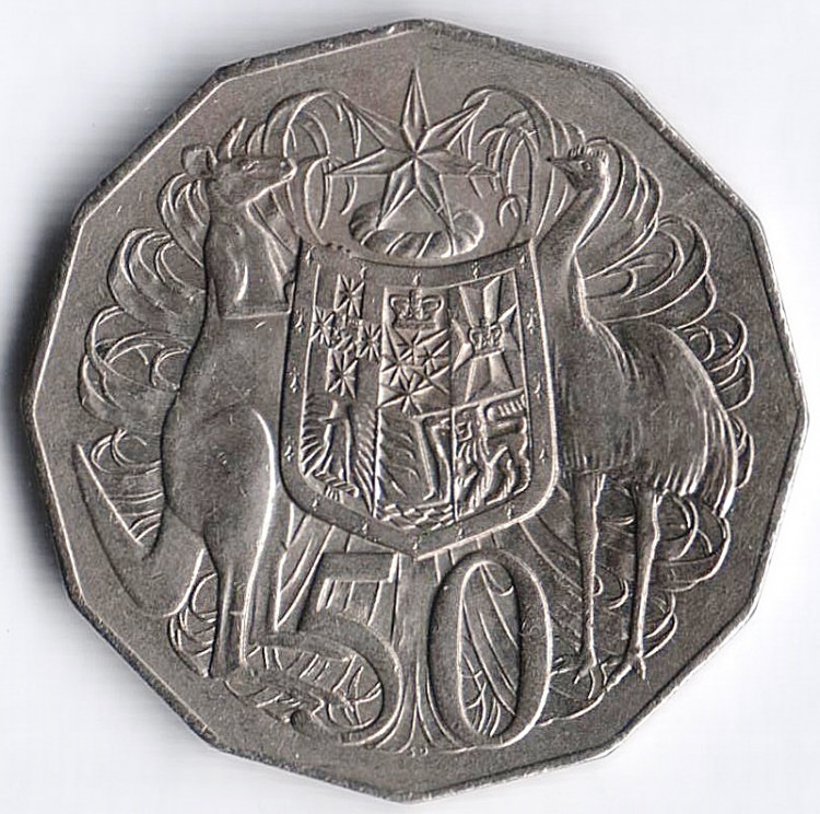 Монета 50 центов. 1971 год, Австралия.