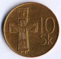 Монета 10 крон. 2003 год, Словакия.