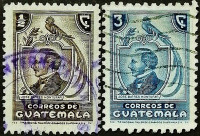 Набор почтовых марок (2 шт.). "Хосе Батрес Монтуфар". 1946 год, Гватемала.